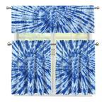 Blue Tie Dye Print 3 Piece Kitchen Curtains