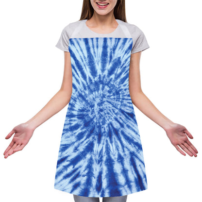 Blue Tie Dye Print Adjustable Apron