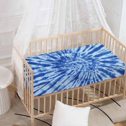 Blue Tie Dye Print Baby Crib Sheet