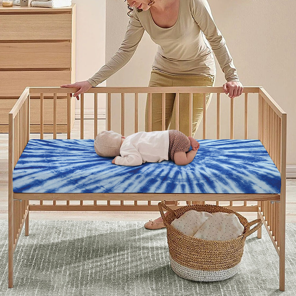 Blue Tie Dye Print Baby Crib Sheet