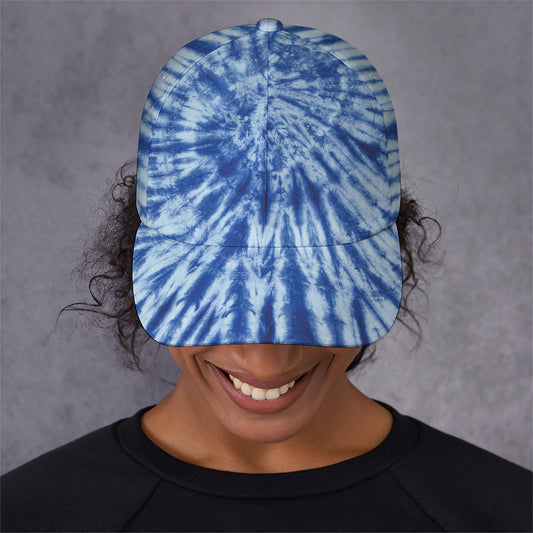 Blue Tie Dye Print Baseball Cap