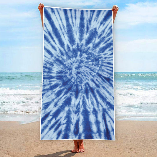 Blue Tie Dye Print Beach Towel