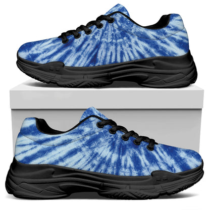 Blue Tie Dye Print Black Chunky Shoes