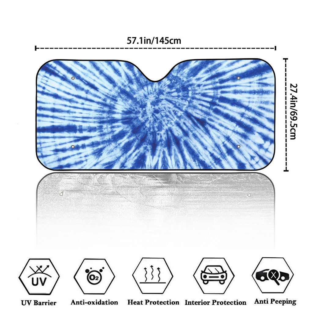 Blue Tie Dye Print Car Windshield Sun Shade