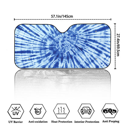 Blue Tie Dye Print Car Windshield Sun Shade