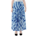 Blue Tie Dye Print Chiffon Maxi Skirt