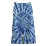 Blue Tie Dye Print Cotton Front Slit Maxi Skirt