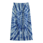 Blue Tie Dye Print Cotton Front Slit Maxi Skirt