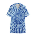 Blue Tie Dye Print Cotton Hawaiian Shirt