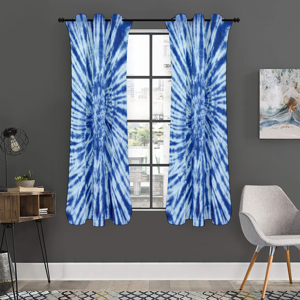 Blue Tie Dye Print Curtain