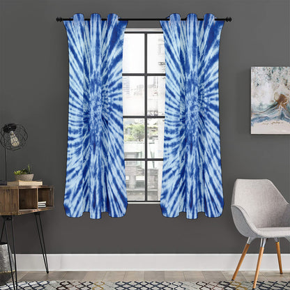 Blue Tie Dye Print Curtain