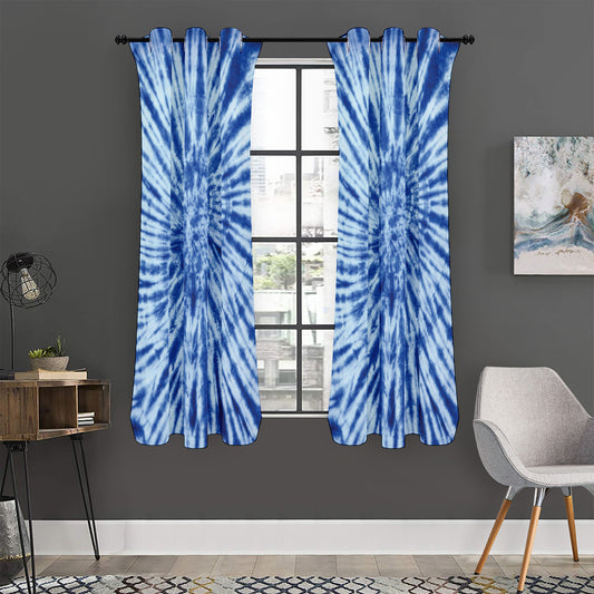 Blue Tie Dye Print Curtain