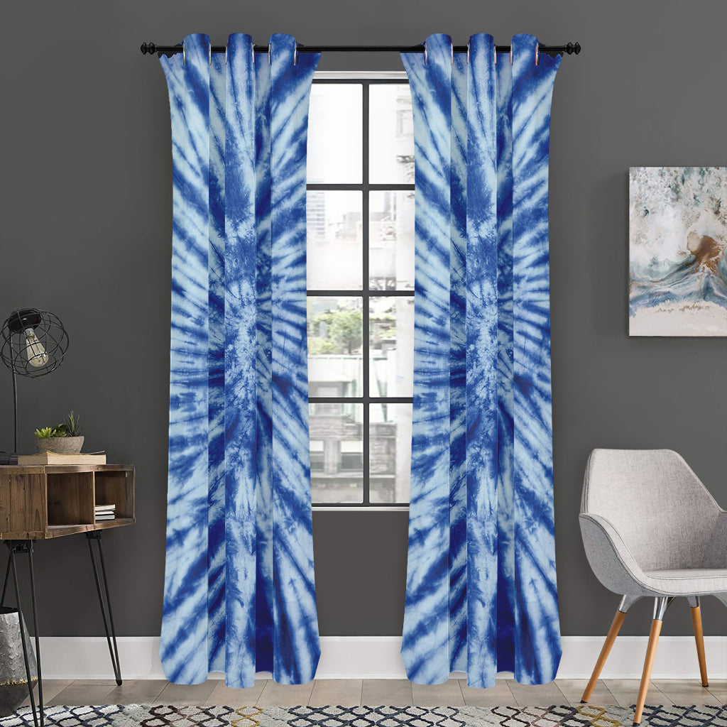 Blue Tie Dye Print Curtain