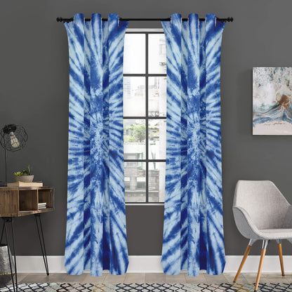 Blue Tie Dye Print Curtain