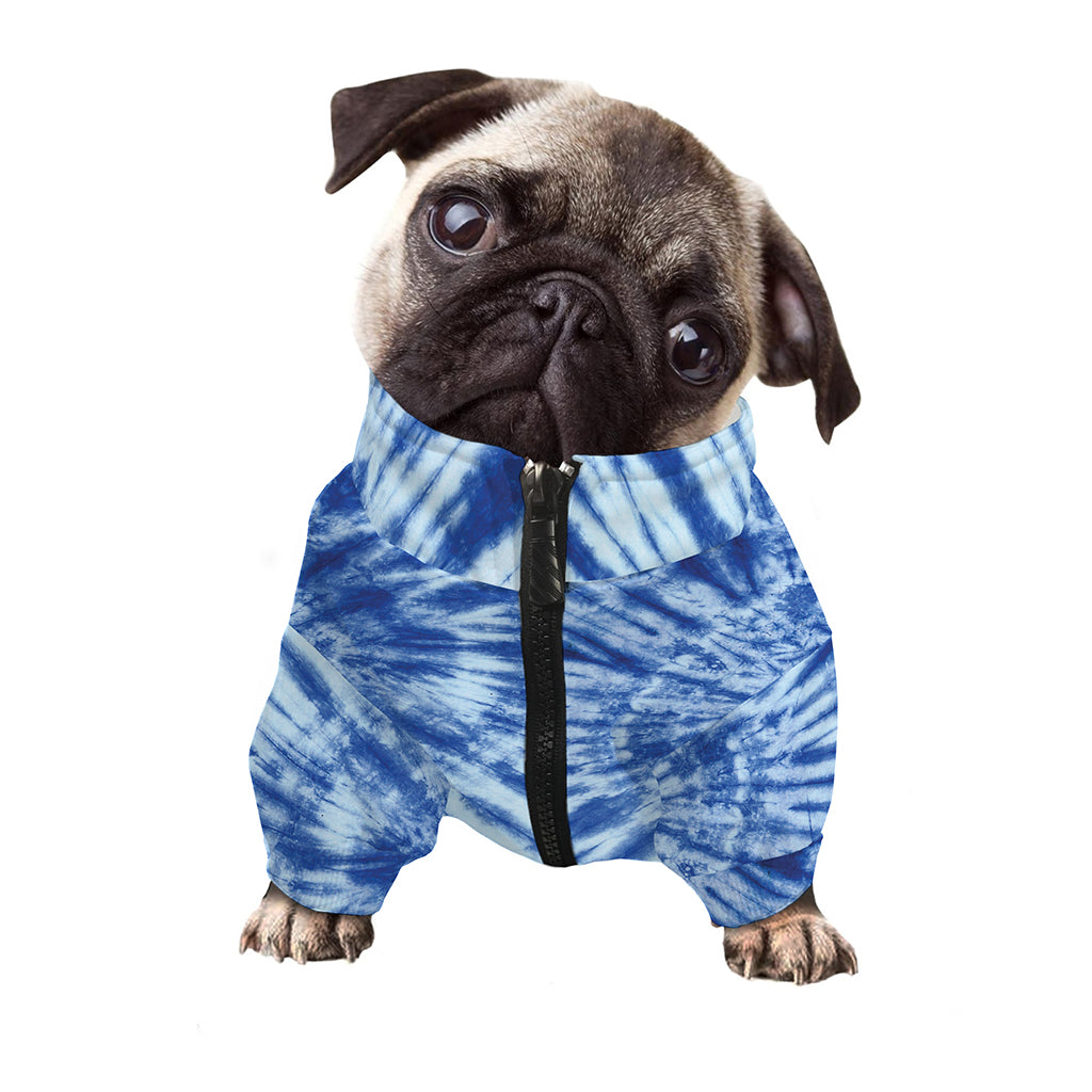 Blue Tie Dye Print Dog Zip Up Jacket