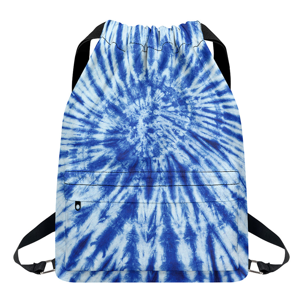 Blue Tie Dye Print Drawstring Backpack