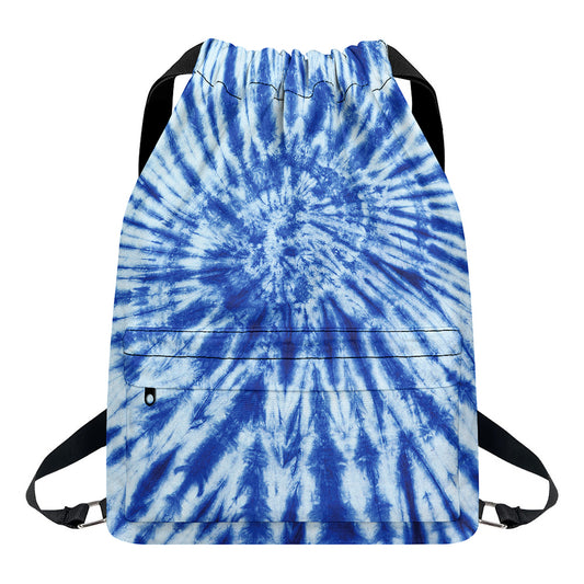 Blue Tie Dye Print Drawstring Backpack