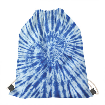 Blue Tie Dye Print Drawstring Bag