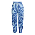 Blue Tie Dye Print Fleece Lined Knit Pants