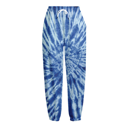 Blue Tie Dye Print Fleece Lined Knit Pants
