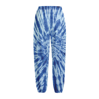 Blue Tie Dye Print Fleece Lined Knit Pants