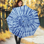 Blue Tie Dye Print Foldable Umbrella