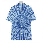Blue Tie Dye Print Hawaiian Shirt