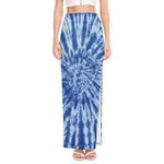 Blue Tie Dye Print High Slit Maxi Skirt