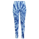 Blue Tie Dye Print High-Waisted Pocket Leggings