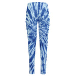 Blue Tie Dye Print High-Waisted Pocket Leggings