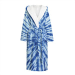 Blue Tie Dye Print Hooded Bathrobe