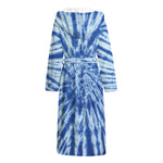Blue Tie Dye Print Hooded Bathrobe