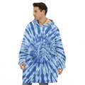 Blue Tie Dye Print Hoodie Blanket