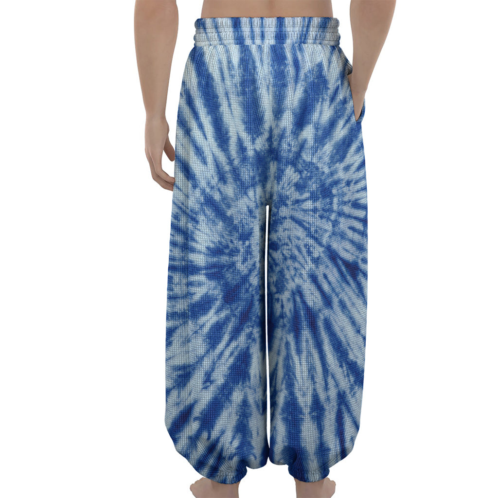 Blue Tie Dye Print Lantern Pants