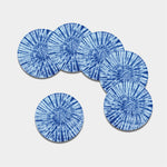 Blue Tie Dye Print Leather Coaster Set