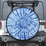 Blue Tie Dye Print Leather Spare Tire Cover