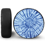 Blue Tie Dye Print Leather Spare Tire Cover