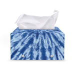 Blue Tie Dye Print Leather Tissue Box Cover