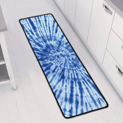 Blue Tie Dye Print Long Kitchen Mat