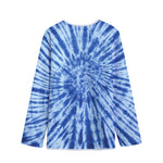 Blue Tie Dye Print Long Sleeve Short Coat