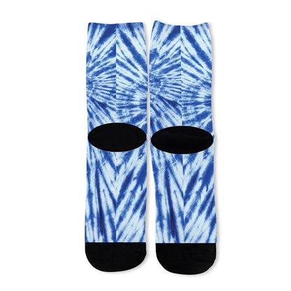Blue Tie Dye Print Long Socks