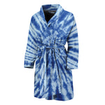 Blue Tie Dye Print Men's Bathrobe