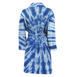 Blue Tie Dye Print Men's Bathrobe