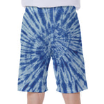 Blue Tie Dye Print Men's Beach Shorts
