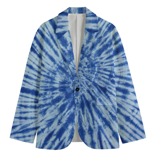 Blue Tie Dye Print Men's Blazer
