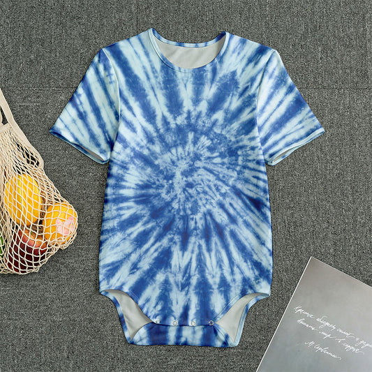 Blue Tie Dye Print Men's Bodysuit