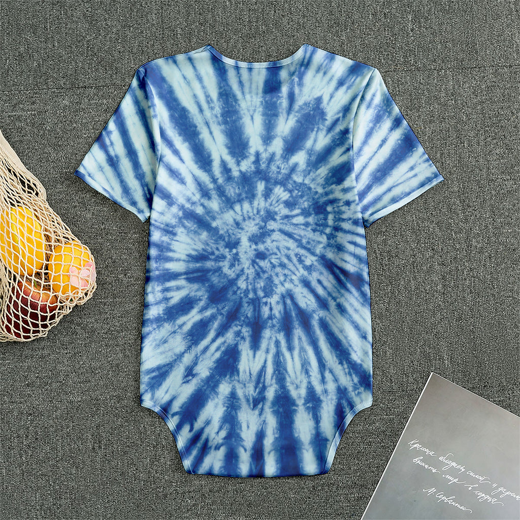 Blue Tie Dye Print Men's Bodysuit
