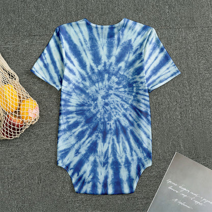 Blue Tie Dye Print Men's Bodysuit