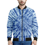 Blue Tie Dye Print Men's Bomber Jacket