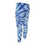 Blue Tie Dye Print Men's Compression Pants